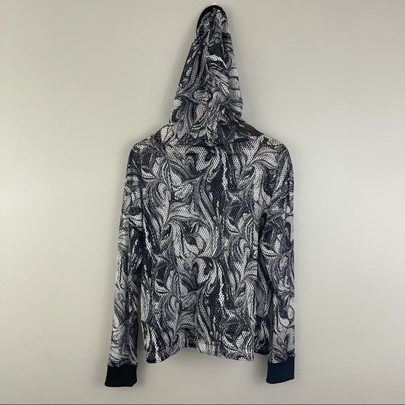 VICTORIA'S SECRET Black White Marble Swirl Mesh Sport Drawstring Hoodie - Picture 14 of 14